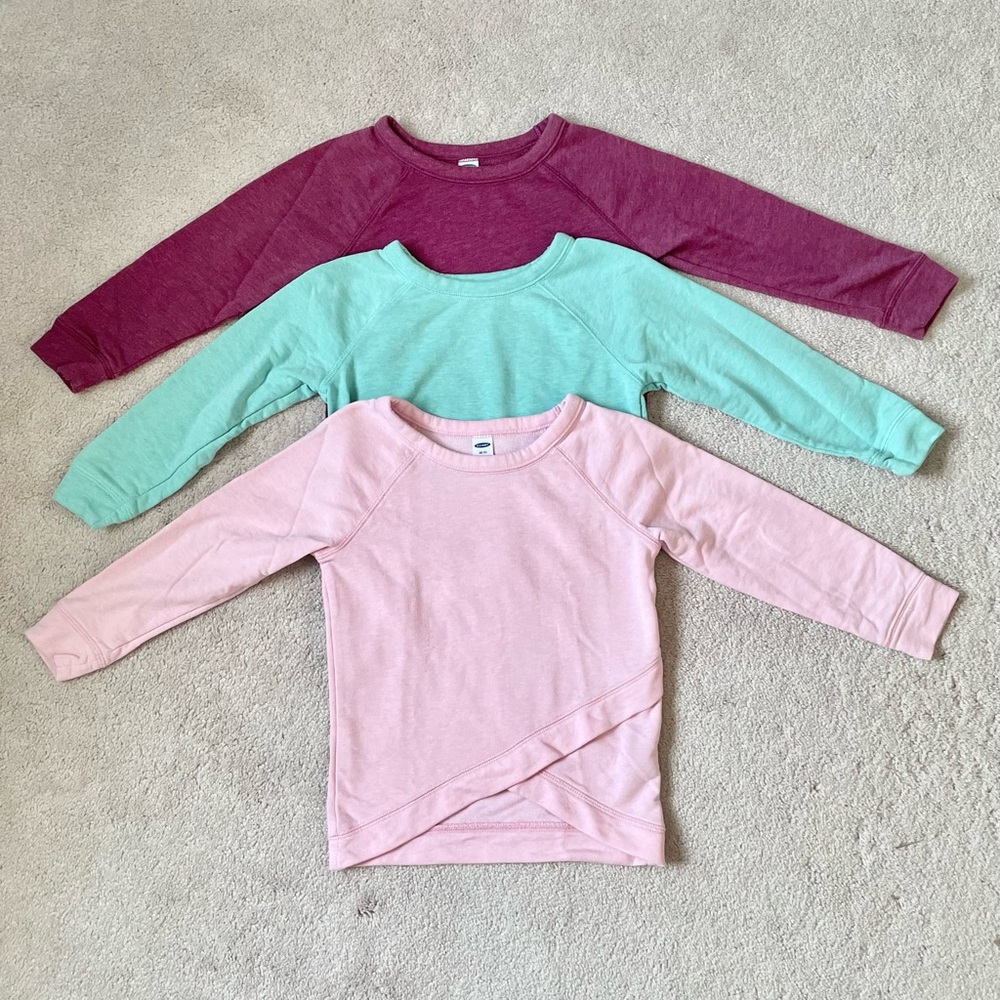 Girl’s xs bundle Pink blue/green maroon Old Navy girls Sweatshirt with Tulip Hem